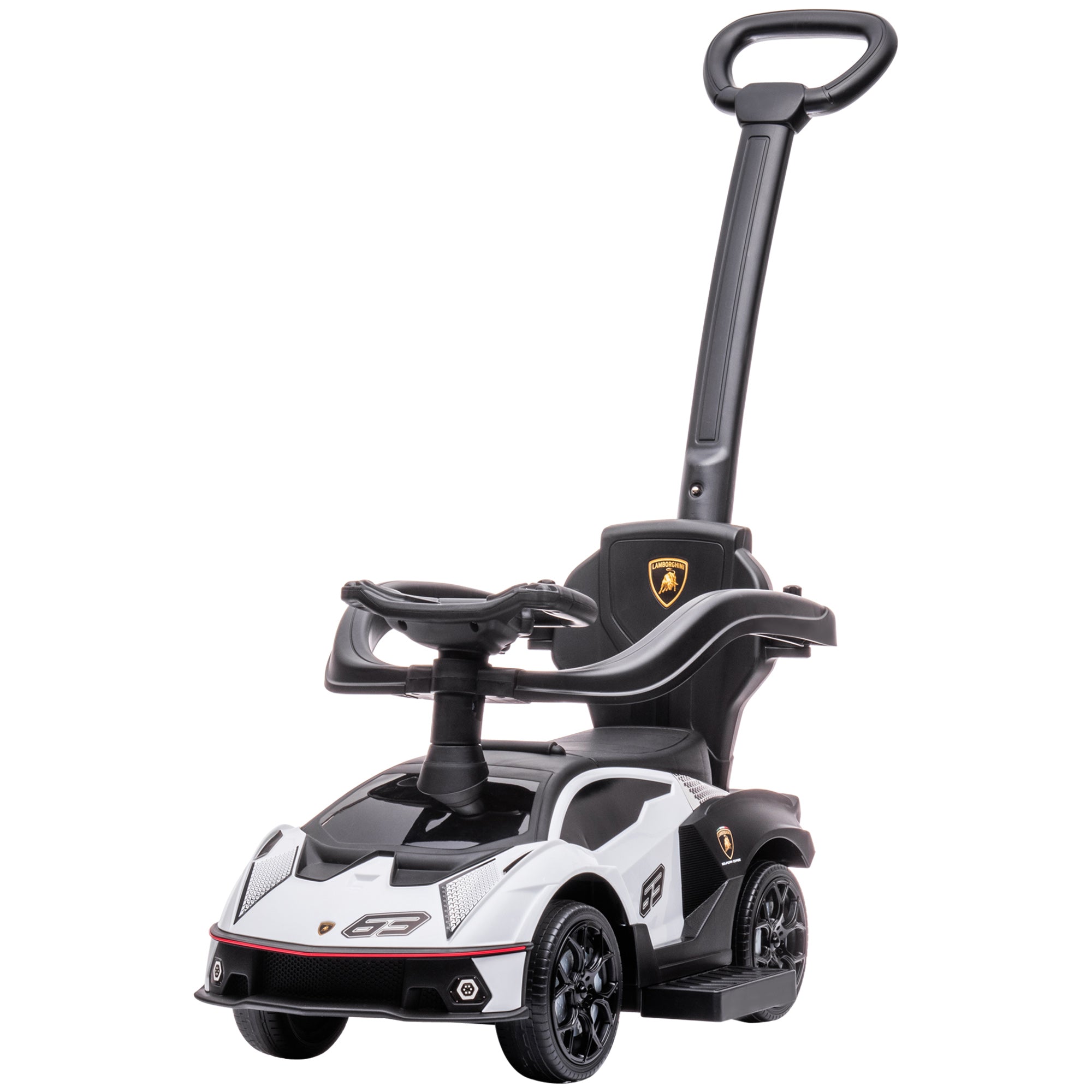 3 in 1 Ride on Push Car for Toddlers, Licensed Kids Sliding Car with Safety Protection Footrest Horn, White Push Cars for Toddlers at Gallery Canada