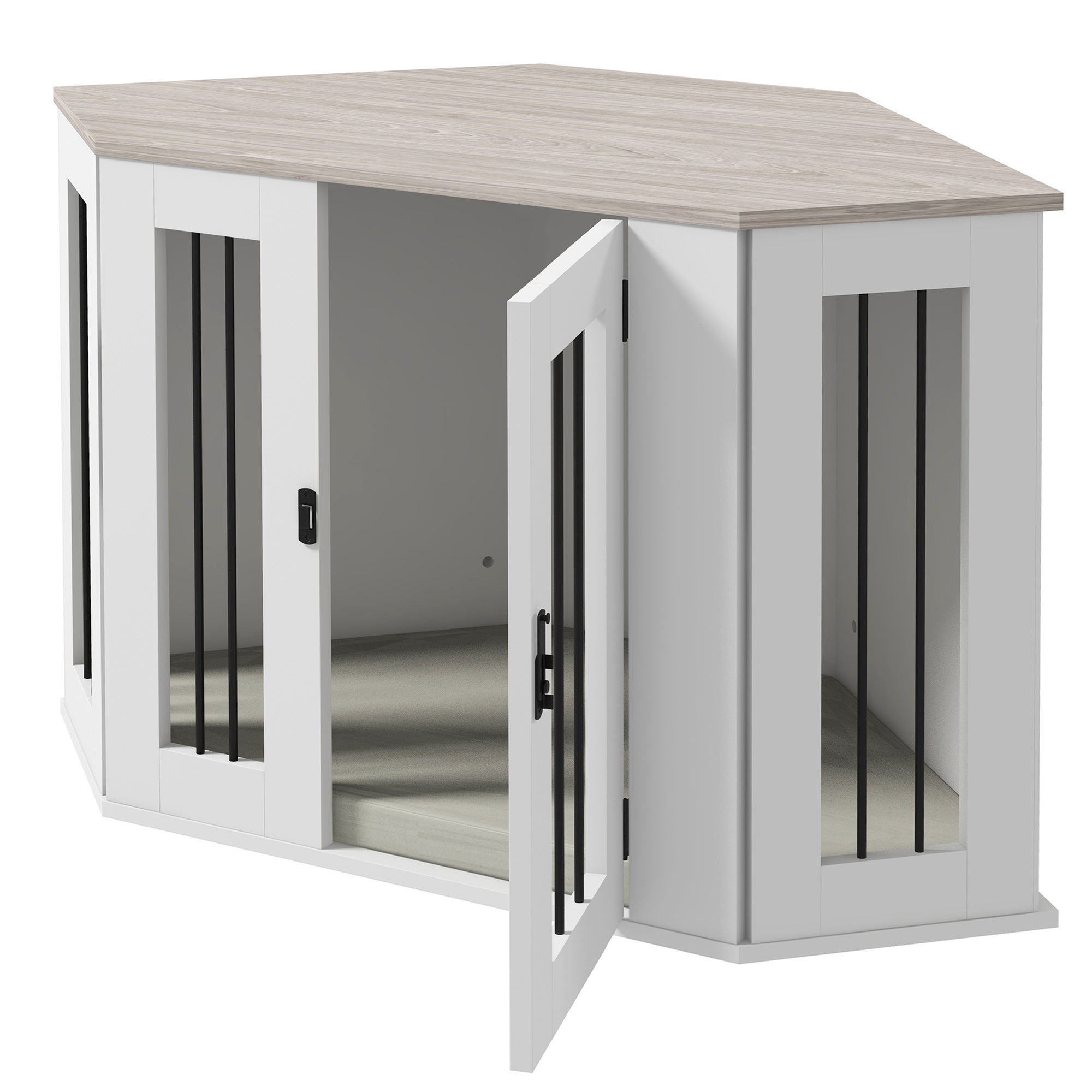 Dog Crate Furniture with Cushion, 41 Inch Conner Design Dog Crate End Table for Medium Dogs, Multi Colour Houses, Kennels & Pens   at Gallery Canada