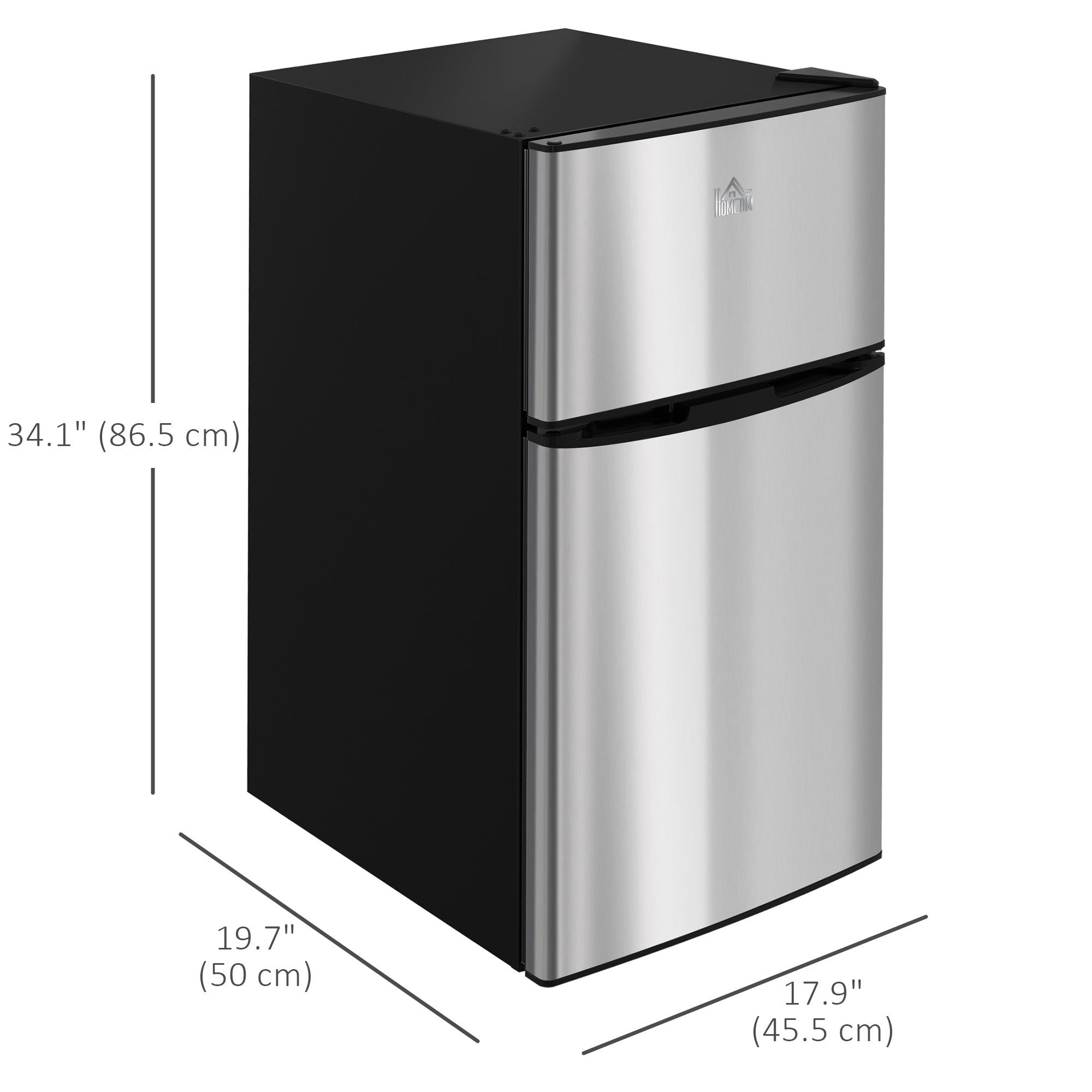 3.2 Cu Ft Compact Refrigerator, Mini Fridge with Freezer, Adjustable Shelves and Reversible Doors for Bedroom, Silver Small Kitchen Appliances at Gallery Canada