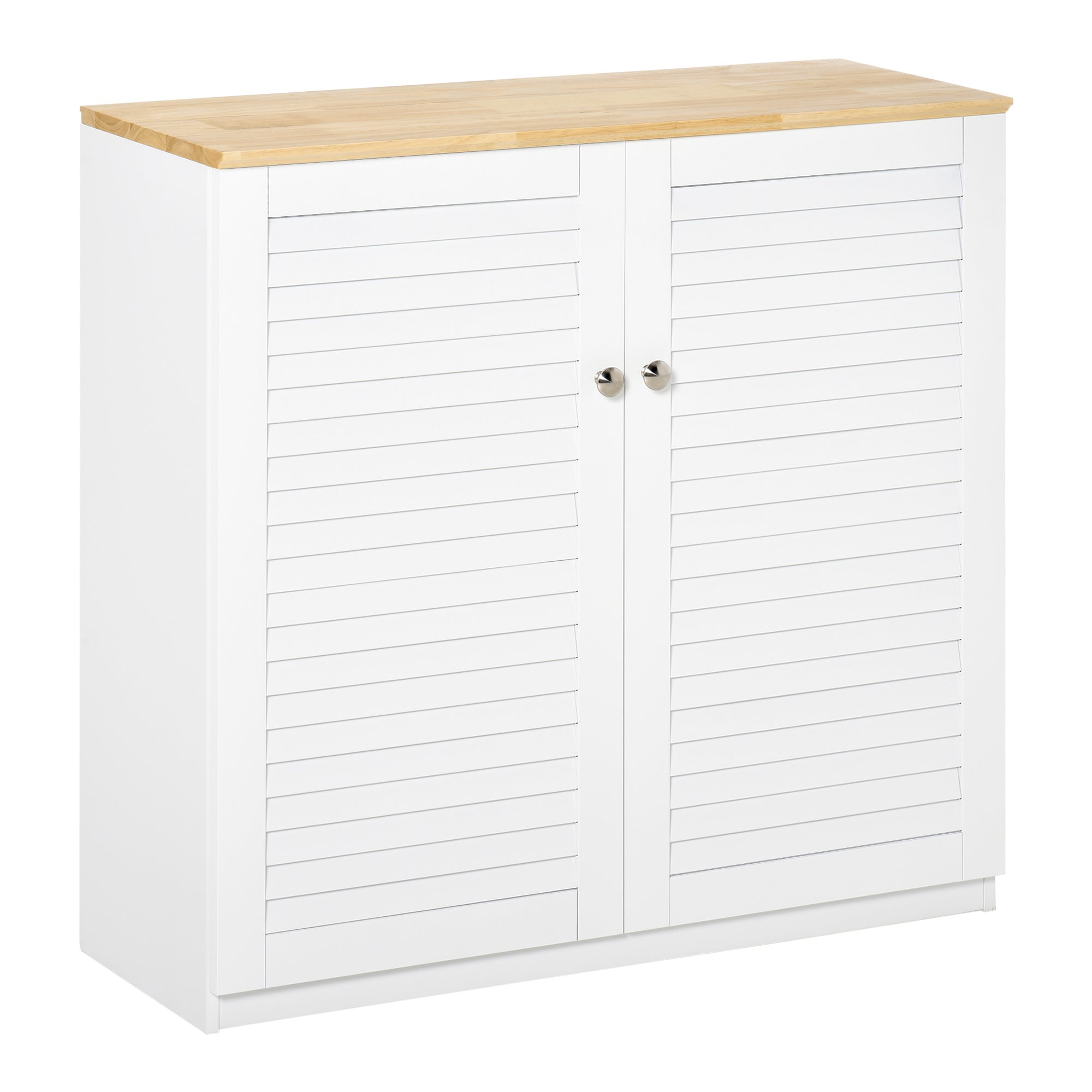 Storage Cabinet Kitchen Sideboard with Louvered Doors, Freestanding Bathroom Cabinet for Living Room, Hallway, White Storage Cabinets White  at Gallery Canada