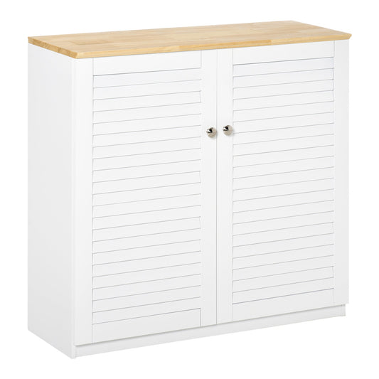 Storage Cabinet Kitchen Sideboard with Louvered Doors, Freestanding Bathroom Cabinet for Living Room, Hallway, White - Gallery Canada