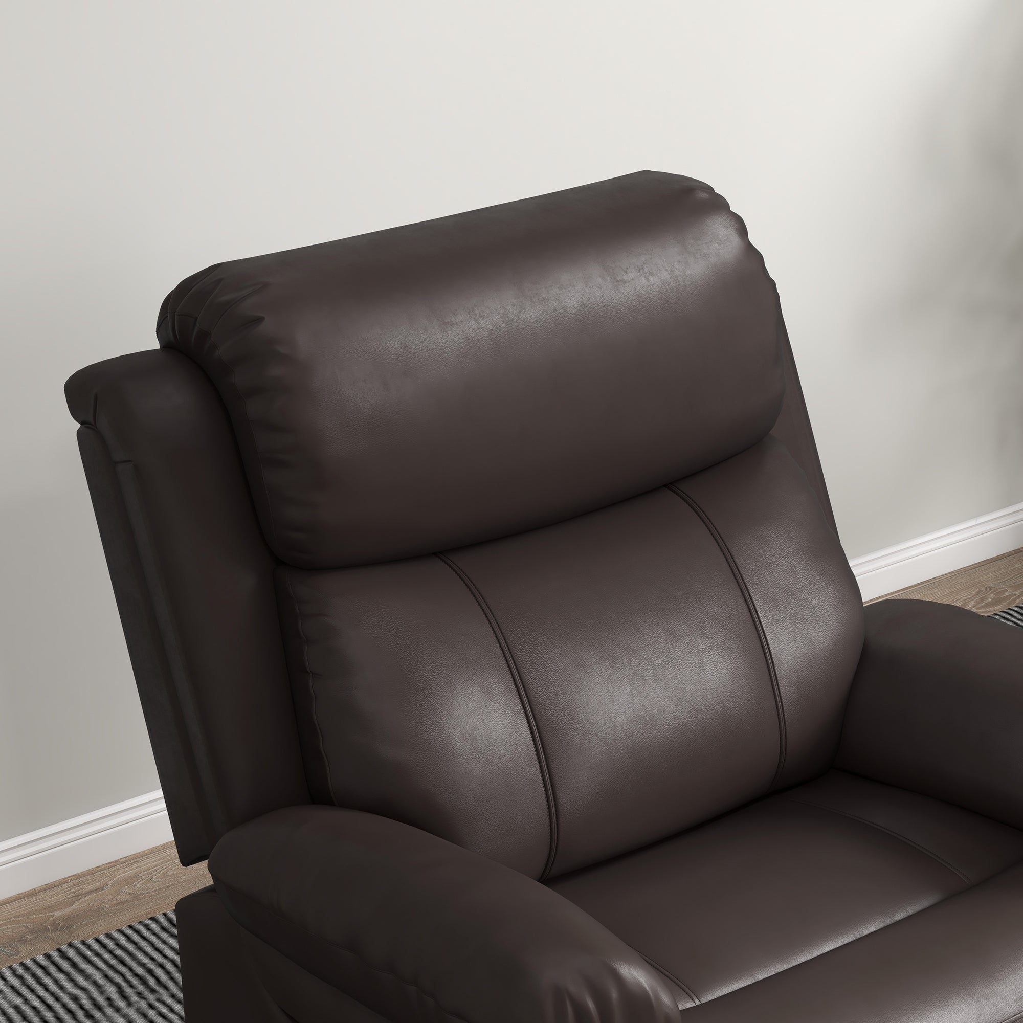 PU Leather Reclining Chair with Vibration Massage Recliner, Swivel Base, Rocking Function, Remote Control, Brown Single Sofas   at Gallery Canada