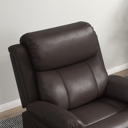 PU Leather Reclining Chair with Vibration Massage Recliner, Swivel Base, Rocking Function, Remote Control, Brown Single Sofas   at Gallery Canada