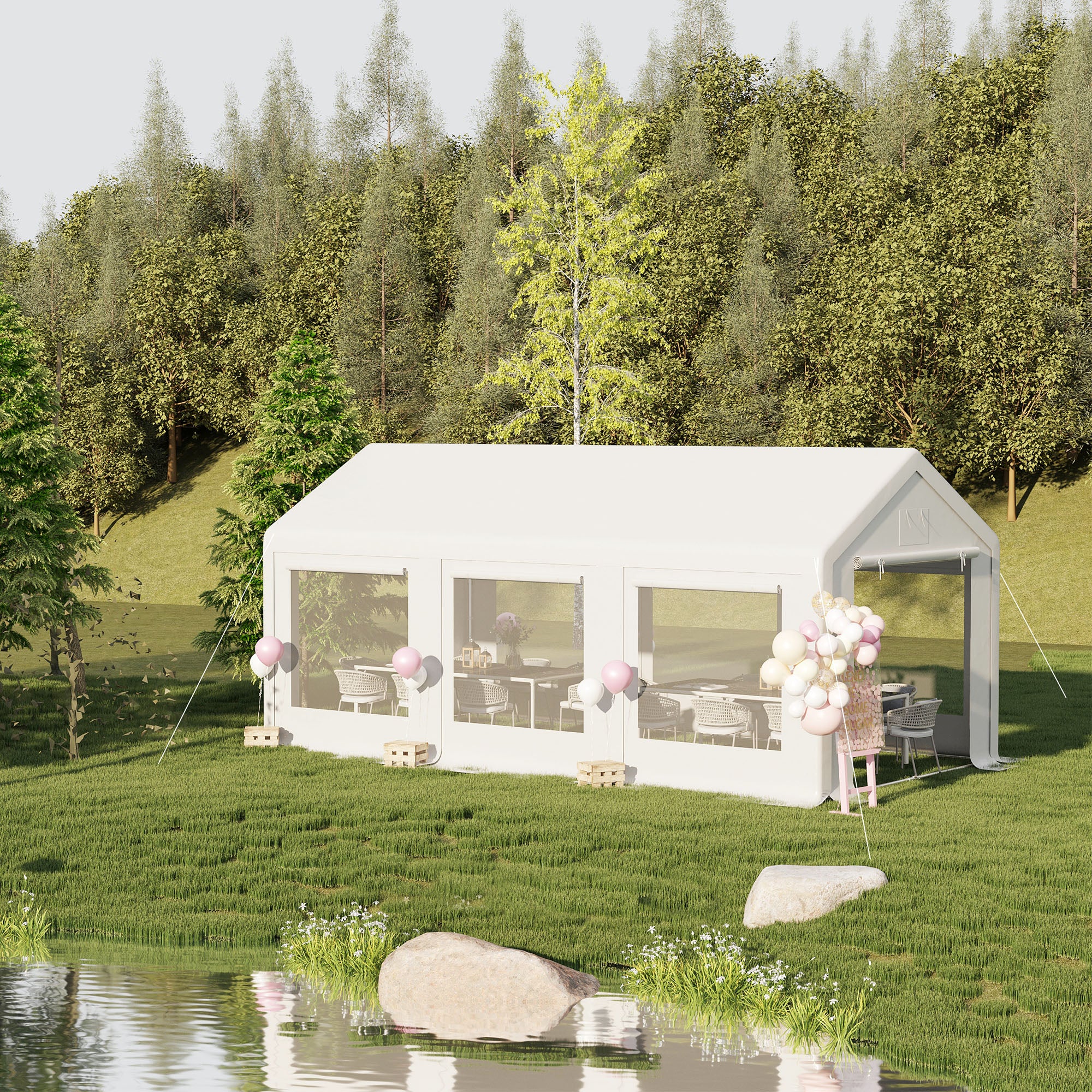 20' x 10' Party Tent Canopy, Gazebo Tent with 6 Removable Side Walls and Windows for Outdoor Event, White Canopy Tents at Gallery Canada