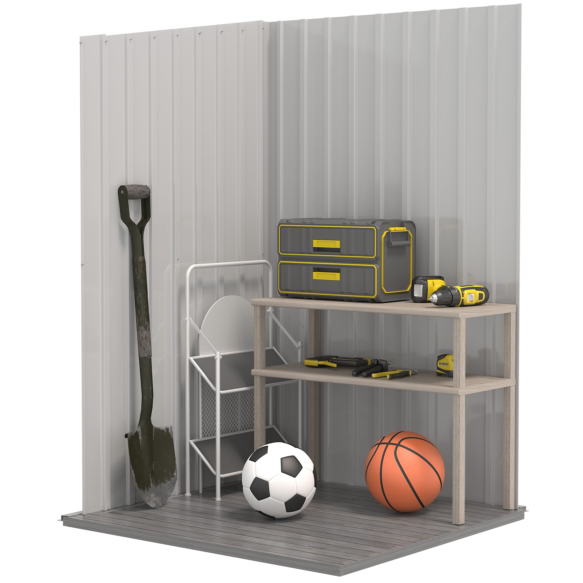 3.3' x 3.4' Lean-to Garden Storage Shed, Outdoor Galvanized Steel Tool House with Lockable Door for Patio Grey Sheds at Gallery Canada