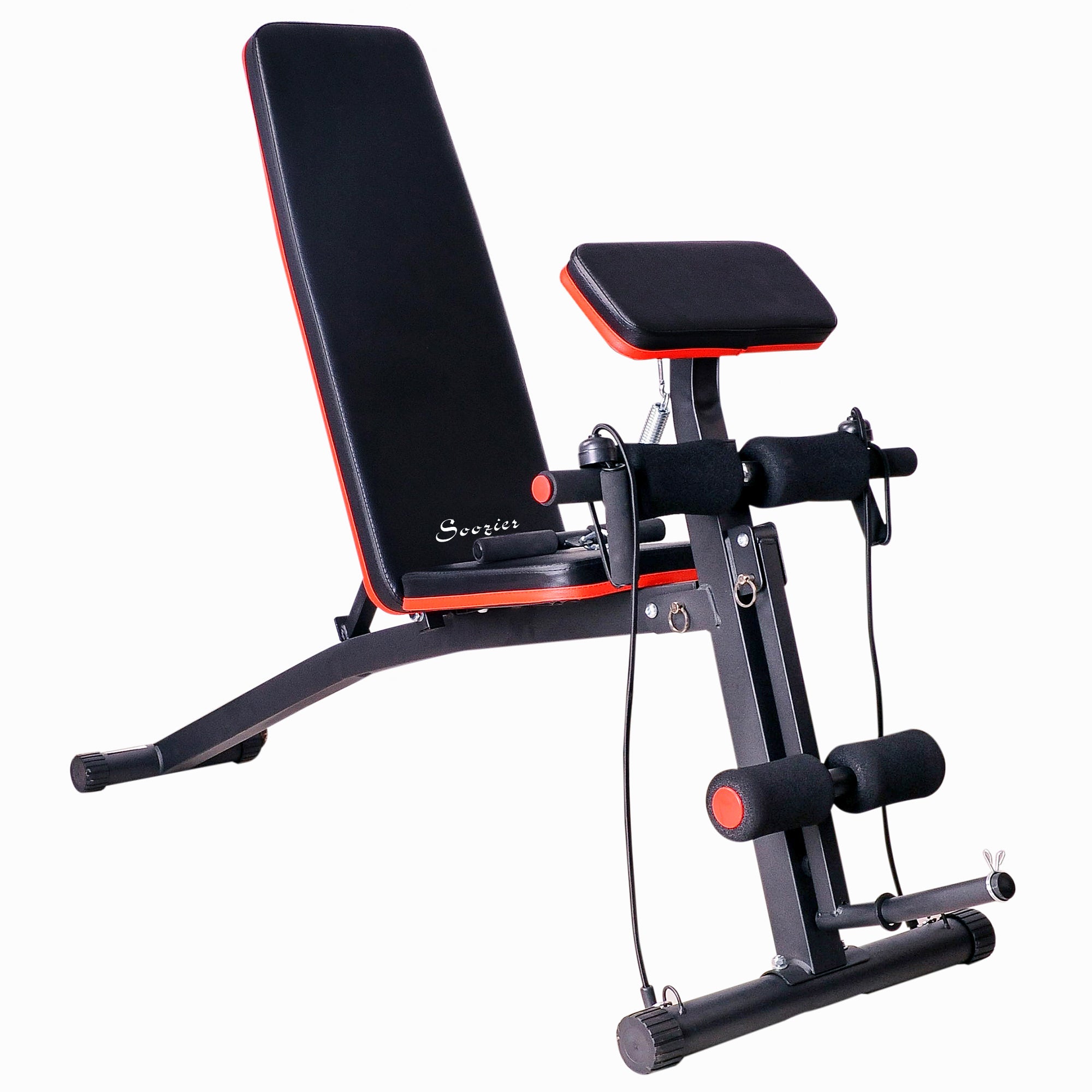 Foldable Press Bench Adjustable Dumbbell, Weight Training Bench Exercises Gym Chair, Black &; Red Weight Benches at Gallery Canada