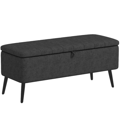 40" Ottoman with Storage, Linen Upholstered Storage Ottoman Bench with Steel Legs for Living Room, Bedroom Black Storage Ottomans & Benches at Gallery Canada