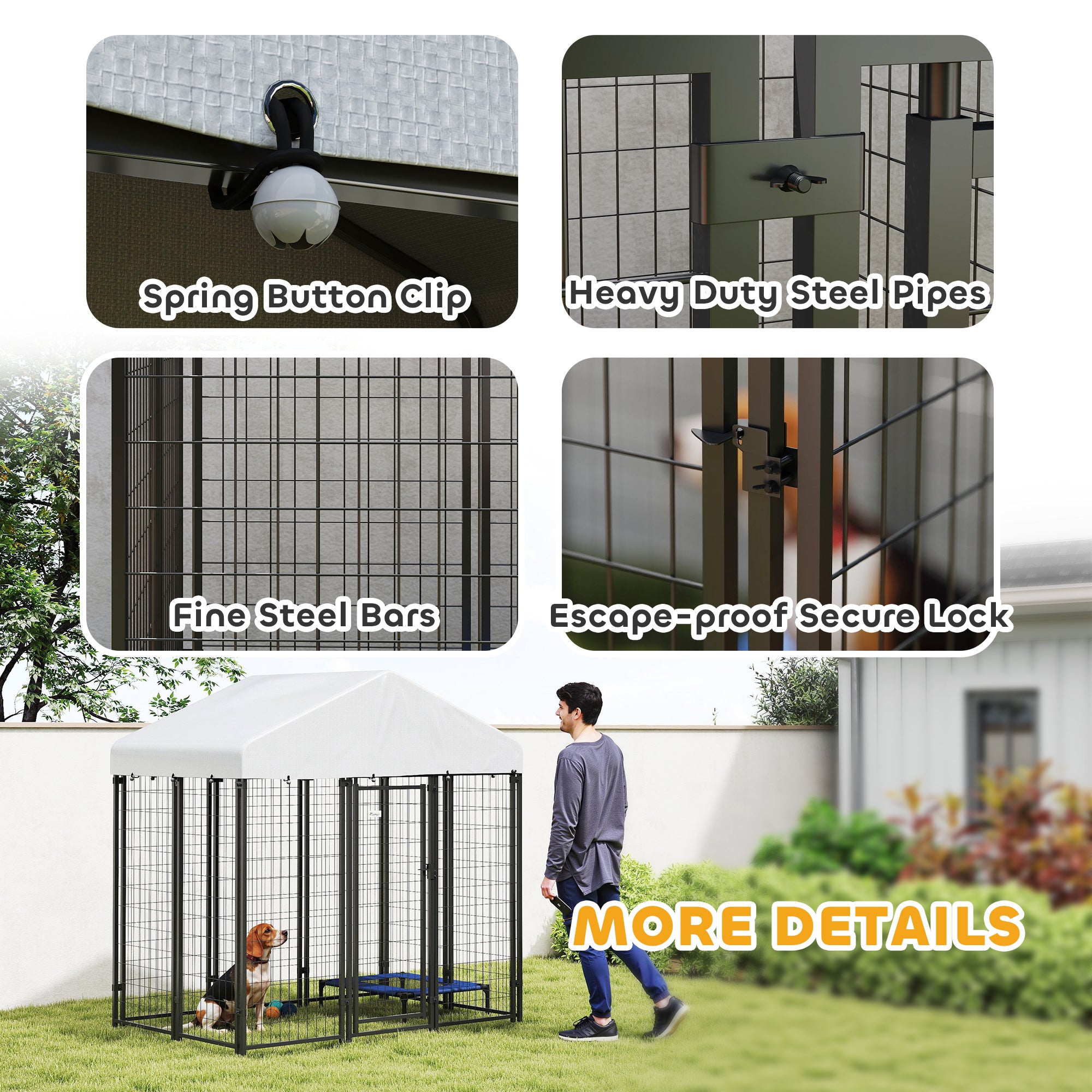 Outdoor Dog Kennel with Waterproof UV-Resistant Cover, for Medium and Small Dogs, 6' x 4' x 6', Silver Houses, Kennels & Pens at Gallery Canada