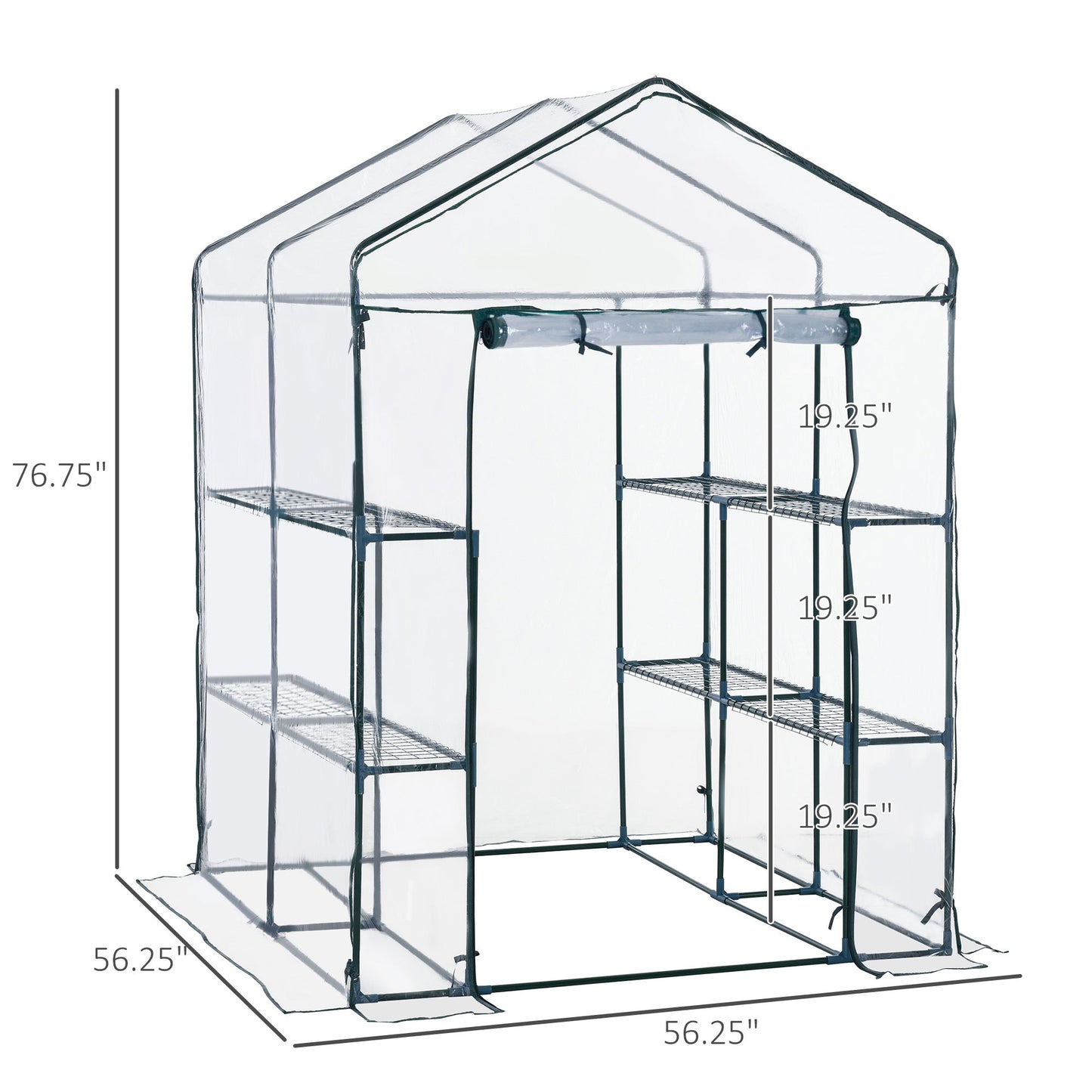 56" x 56" x 77" Walk-in Plant Greenhouse Portable Garden Flower Seed Warm House 8 Shelves Outdoor Plant Growth Hot House PVC Cover Transparent Walk In Greenhouses   at Gallery Canada