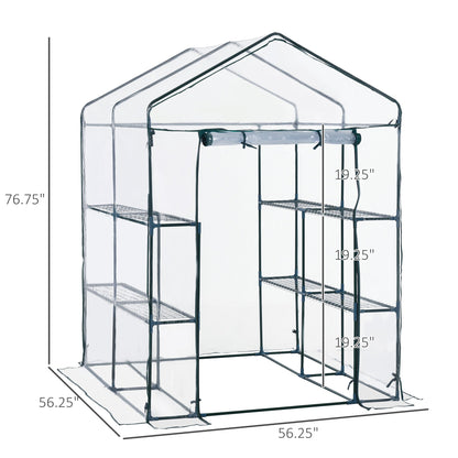 56" x 56" x 77" Walk-in Plant Greenhouse Portable Garden Flower Seed Warm House 8 Shelves Outdoor Plant Growth Hot House PVC Cover Transparent Walk In Greenhouses   at Gallery Canada