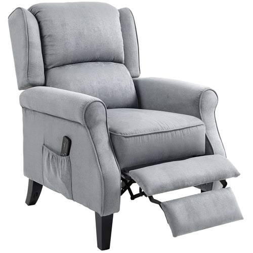 Push Back Recliner Chair, Vibration Massage Recliner for Living Room with Extendable Footrest, Remote, Pocket, Grey