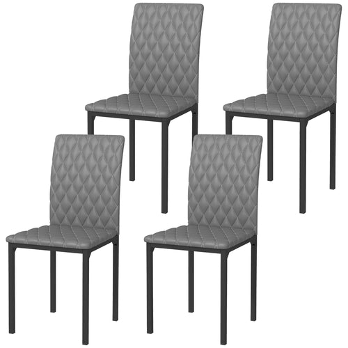 Set of 4 Modern Dining Chairs, Tufted High Back Side Chairs with Upholstered Seat, Steel Legs for Living Room, Kitchen