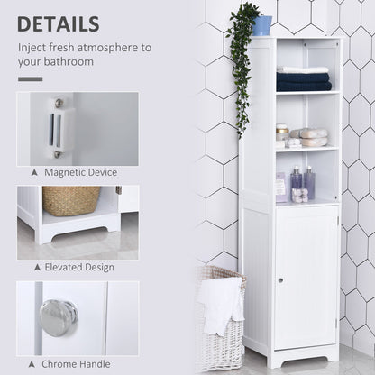 Tall Bathroom Storage Cabinet, Freestanding Tower Cabinet with Adjustable Shelf, 3 Open Shelves, White Bathroom Cabinets   at Gallery Canada