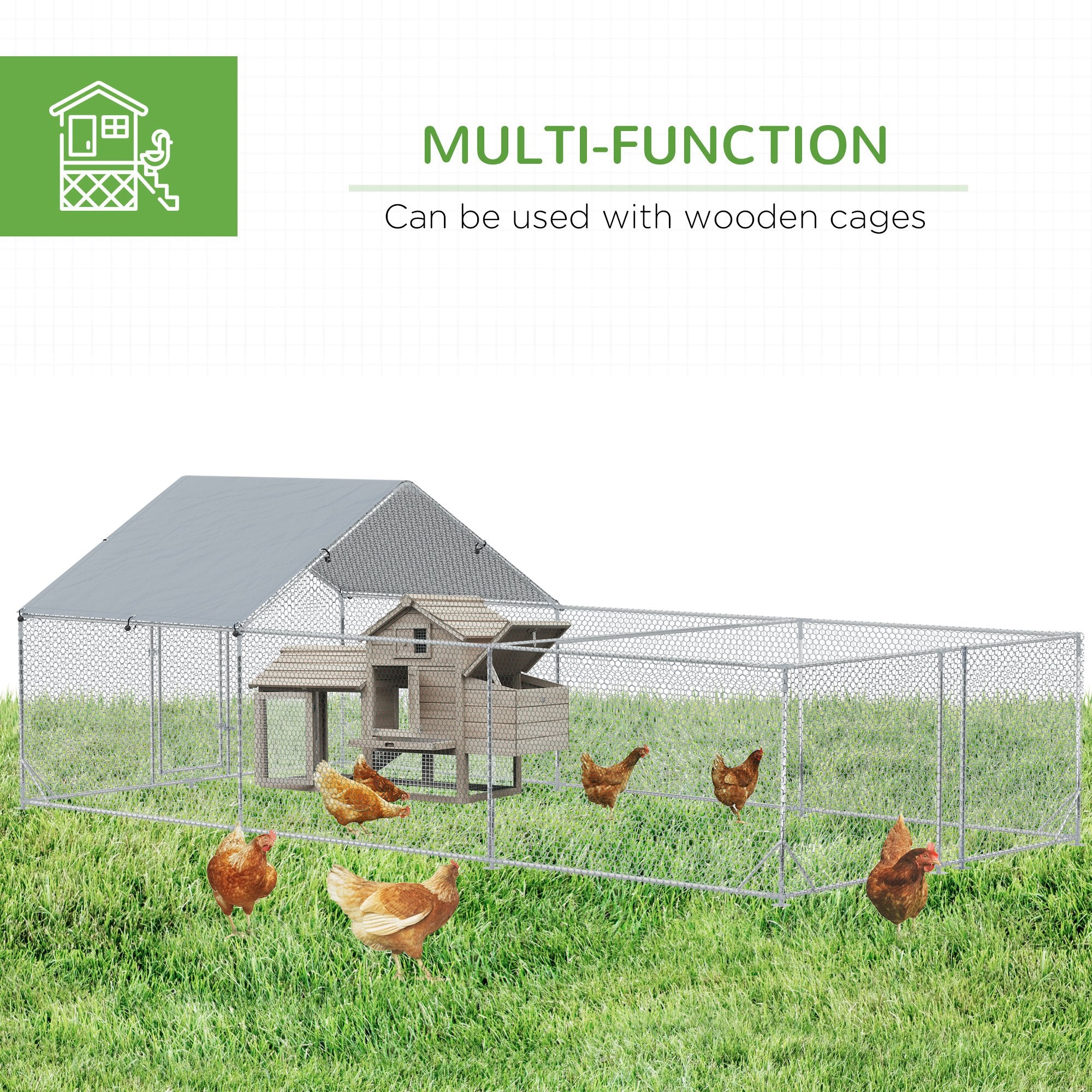 19.7' x 9.8' Metal Chicken Run with Waterproof and Anti-UV Cover Chicken Coops at Gallery Canada