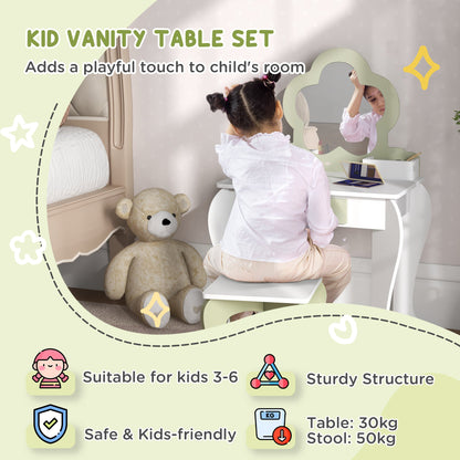 Kids Makeup Vanity Set with Stool, Mirror, Drawer, Storage Boxes, White Toy Vanity   at Gallery Canada