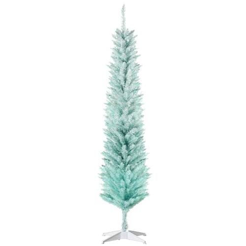 6ft Pencil Christmas Trees, Artificial Christmas Tree for Xmas Holiday Decor, Gradient Blue