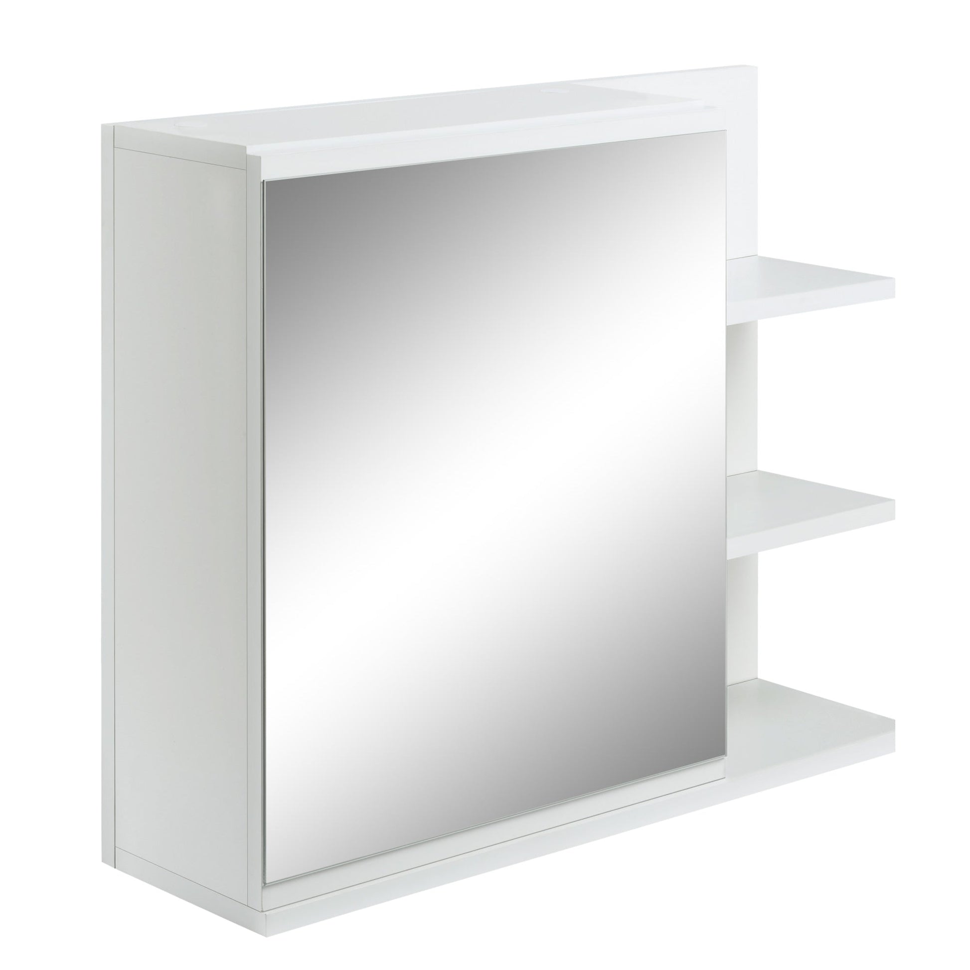 Bathroom Storage Cabinet with Mirror, Wall Mounted Medicine Cabinet with 3 Open Shelves and 2-tier Cupboard Mirror Medicine Cabinets White  at Gallery Canada