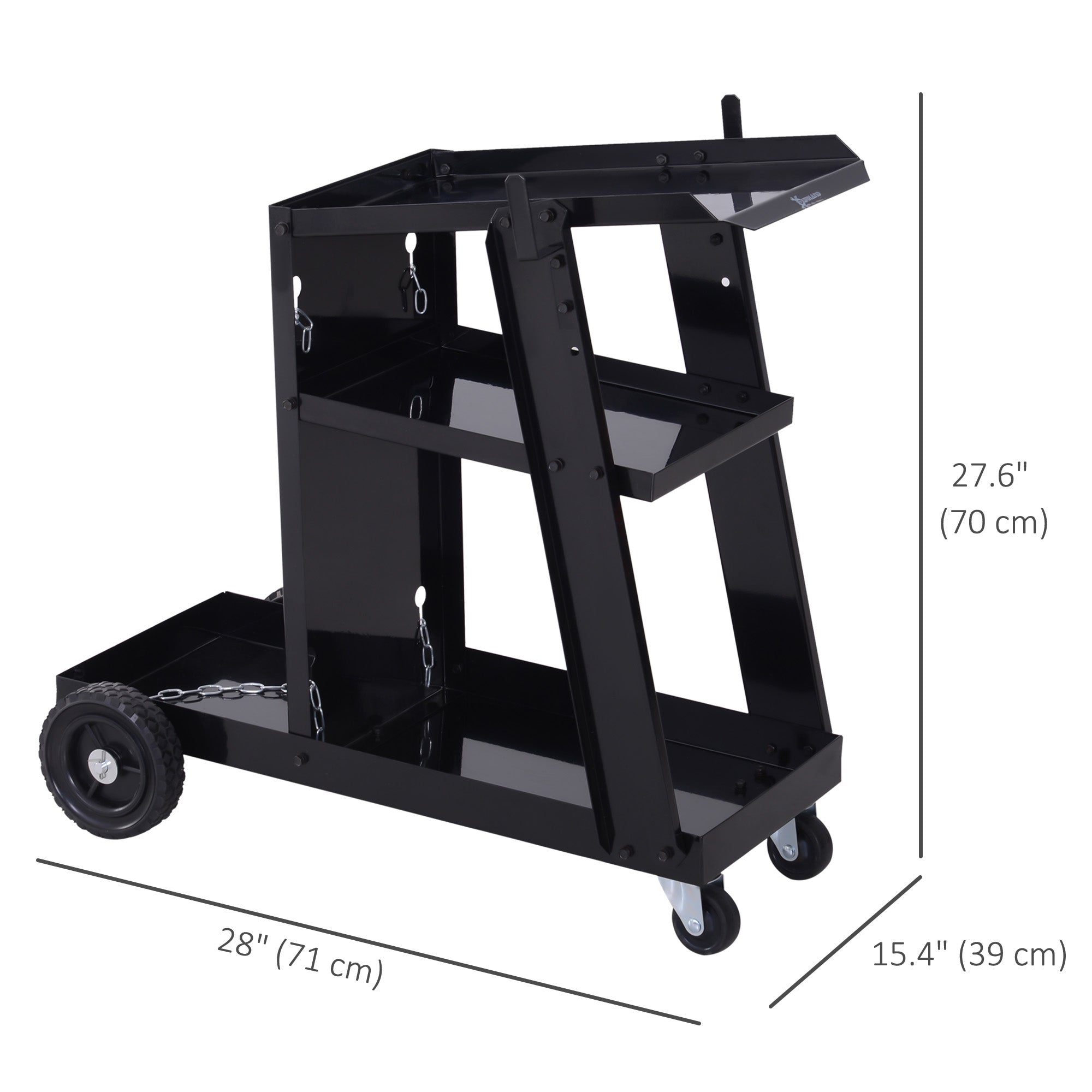 3 Tier Welding Cart Welder Trolley Garage Welding/Plasma Cutter Cart for Tanks Gas Bottles w/ Safety Chain Black Tool Organizers at Gallery Canada