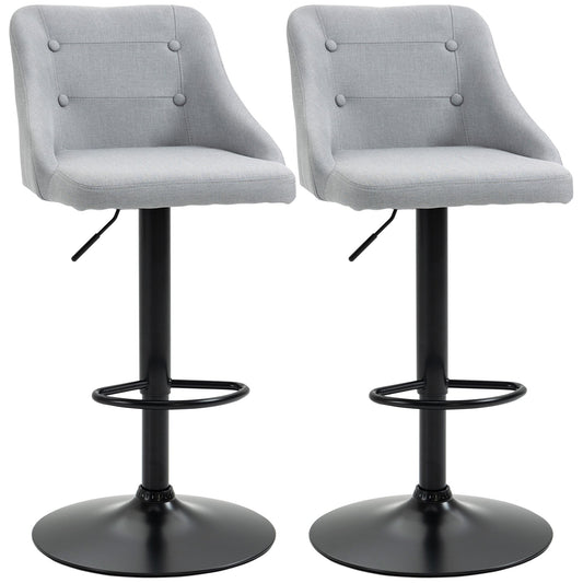 Adjustable Swivel Bar Stools with Back, Armrests, Footrest, Set of 2, Light Grey Bar Stools Multi Colour  at Gallery Canada