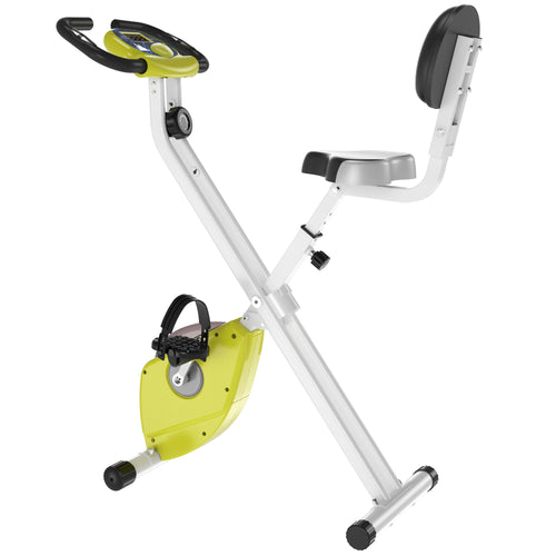 Foldable Indoor Stationary Bike with 8 Levels of Magnetic Resistance, Exercise Bike for Cardio Workout, Yellow