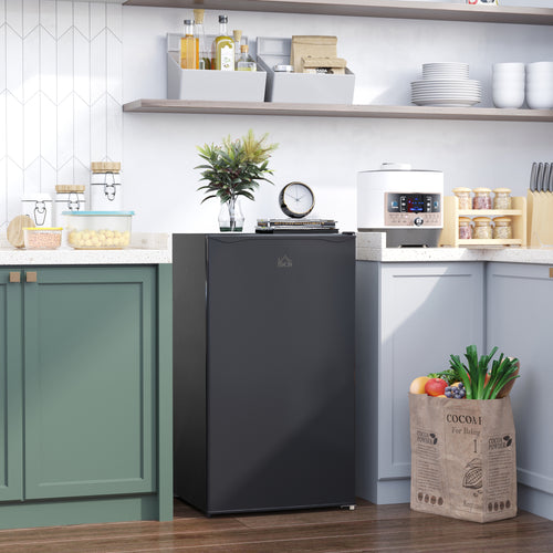 Compact Refrigerator, Mini Fridge with Freezer, Adjustable Shelf, Mechanical Thermostat and Reversible Door, Black