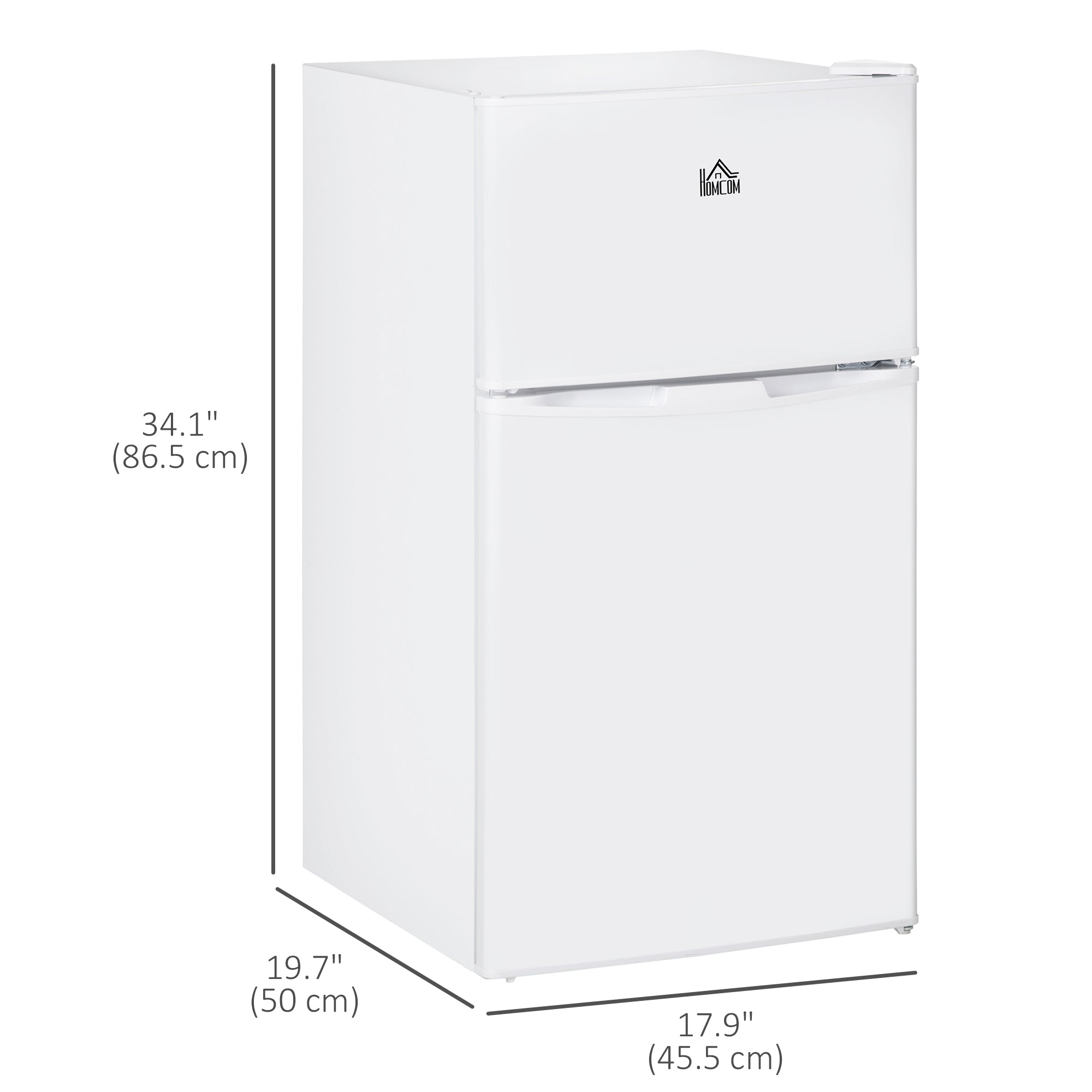 3.2 Cu Ft Compact Refrigerator, Mini Fridge with Freezer, Adjustable Shelves and Reversible Doors for Bedroom, White Small Kitchen Appliances at Gallery Canada