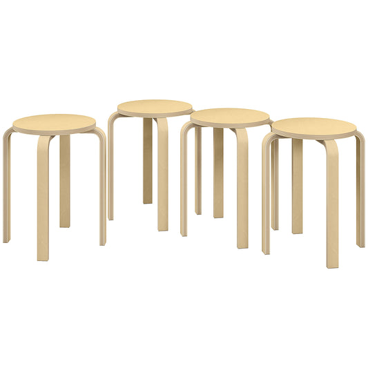 Round Stackable Chairs Set of 4, 18-Inch Backless Stacking Stools for Kitchen, Dining Room, Office, Outdoors - Gallery Canada