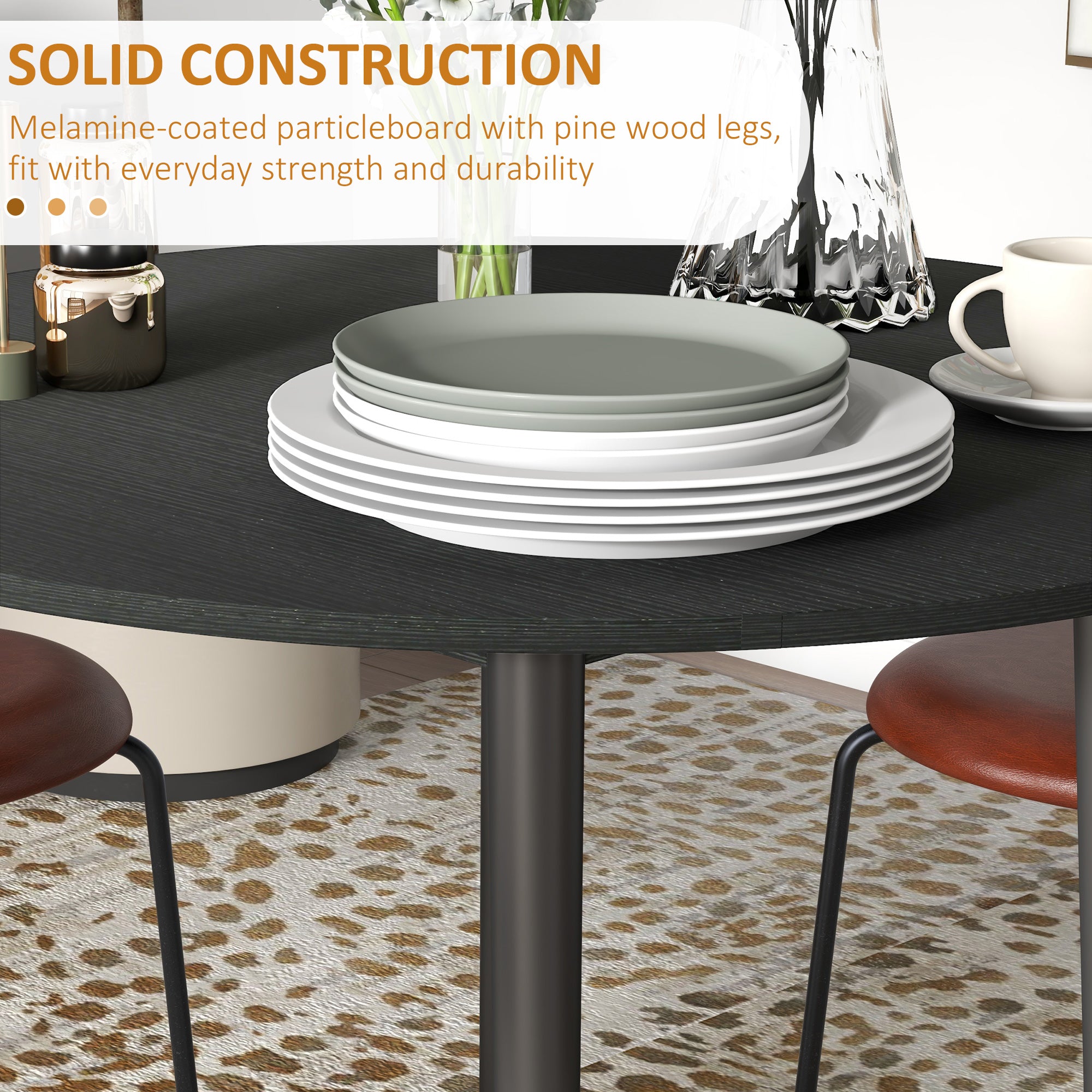 Folding Dining Table, Round Drop Leaf Kitchen Table for Small Spaces with Wood Legs, Distressed Black Bar Tables & Dining Tables at Gallery Canada