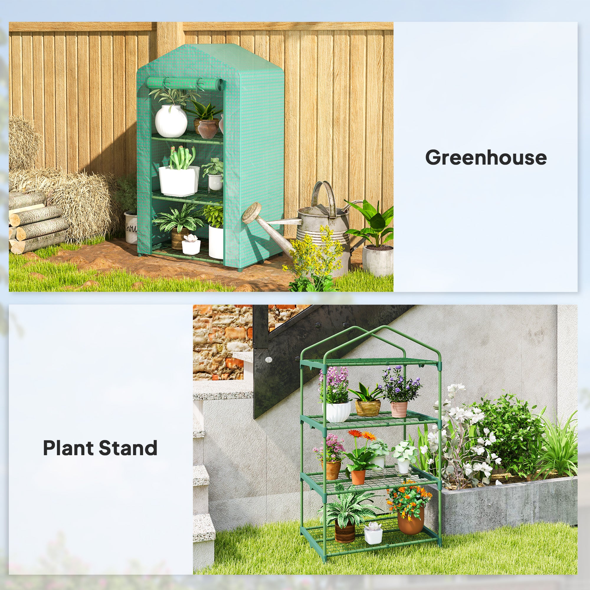 3 Tier Mini Greenhouse, Portable Flower Stand with Shelf Clips, Indoor Greenhouse with Steel Frame, Green Greenhouses at Gallery Canada