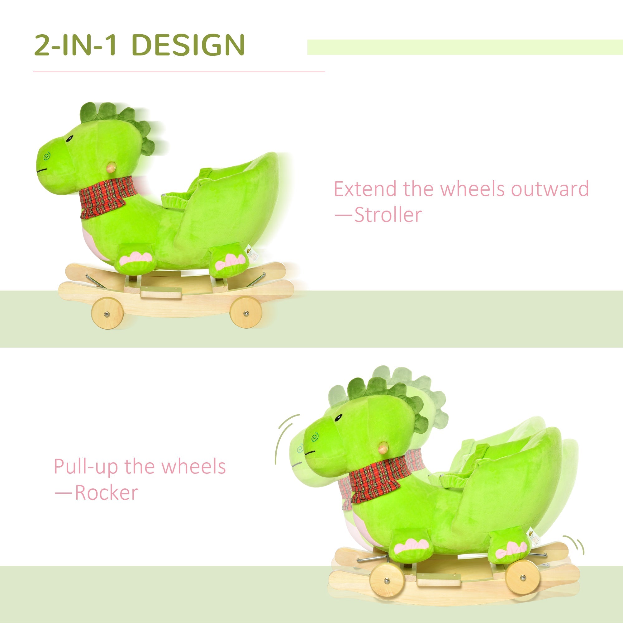 baby rocking horse Kids Interactive 2-in-1 Plush Ride-On Stroller Rocking Dinosaur With Nursery Song Rocking Horse 18+ months Rocking Horses   at Gallery Canada