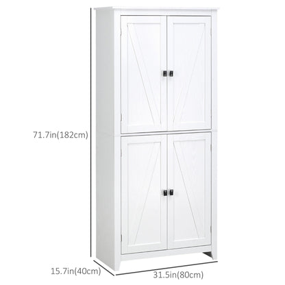 72" Freestanding 4-Door Kitchen Pantry, Buffet Cabinet, Pantry Organizer, Storage Cabinet Organizer with 4-tier, and Adjustable Shelves, White Kitchen Pantry Cabinets   at Gallery Canada