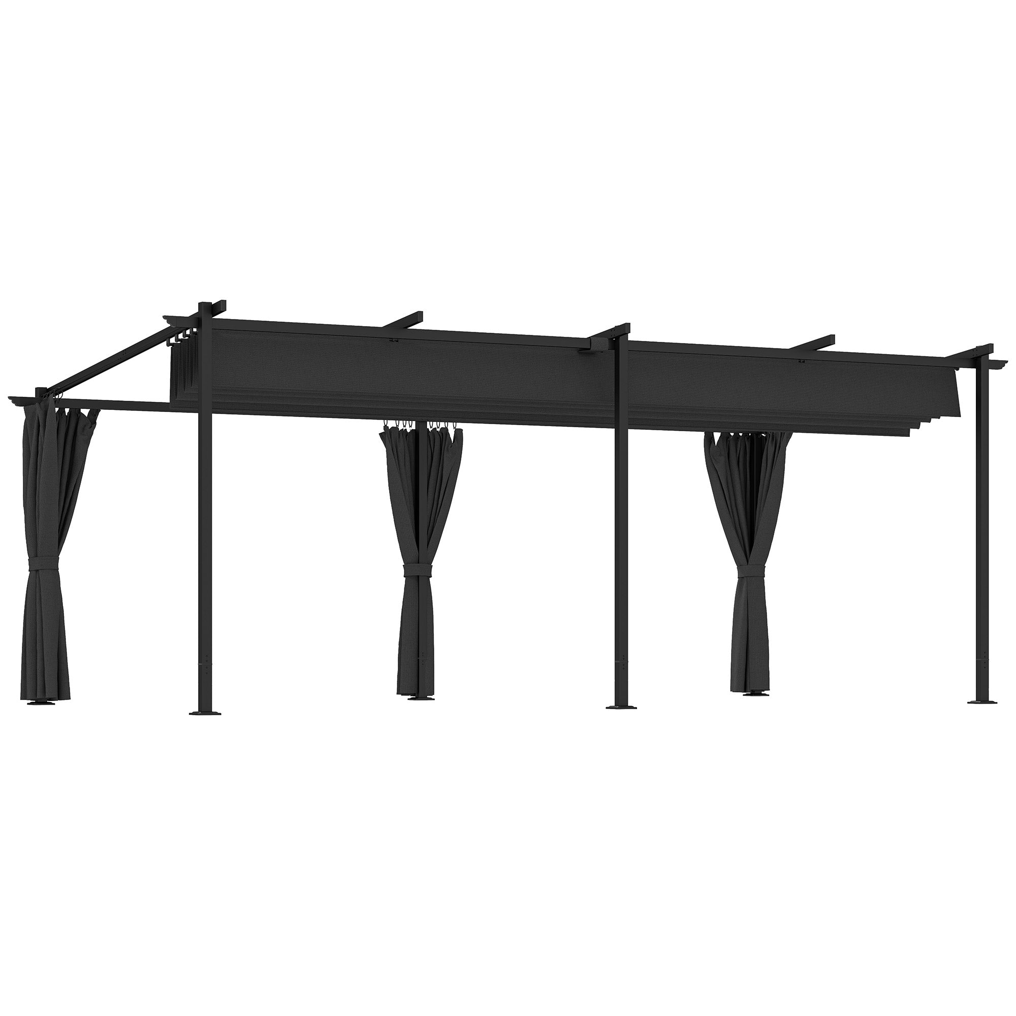 10' x 20' Metal Retractable Pergola Canopy with Sidewalls, Outdoor Gazebo UPF30+ Sun Shade Shelter for Garden, Deck Pergolas at Gallery Canada