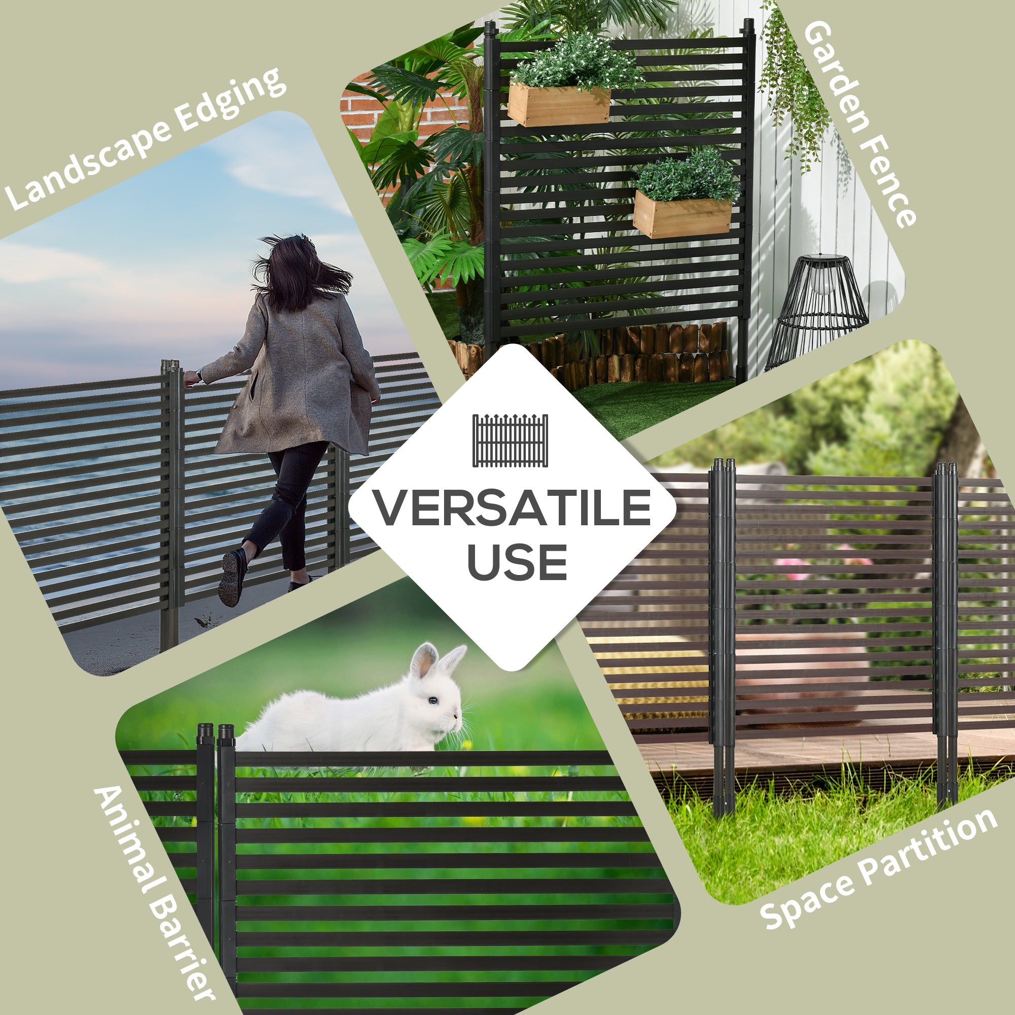 Picket Metal Garden Fence for Hard &; Soft Ground, 4 ft(H) Standing Outdoor Fencing with Feet, Animal Barrier Flower Bed Landscape Edging, Brown Garden Fences at Gallery Canada