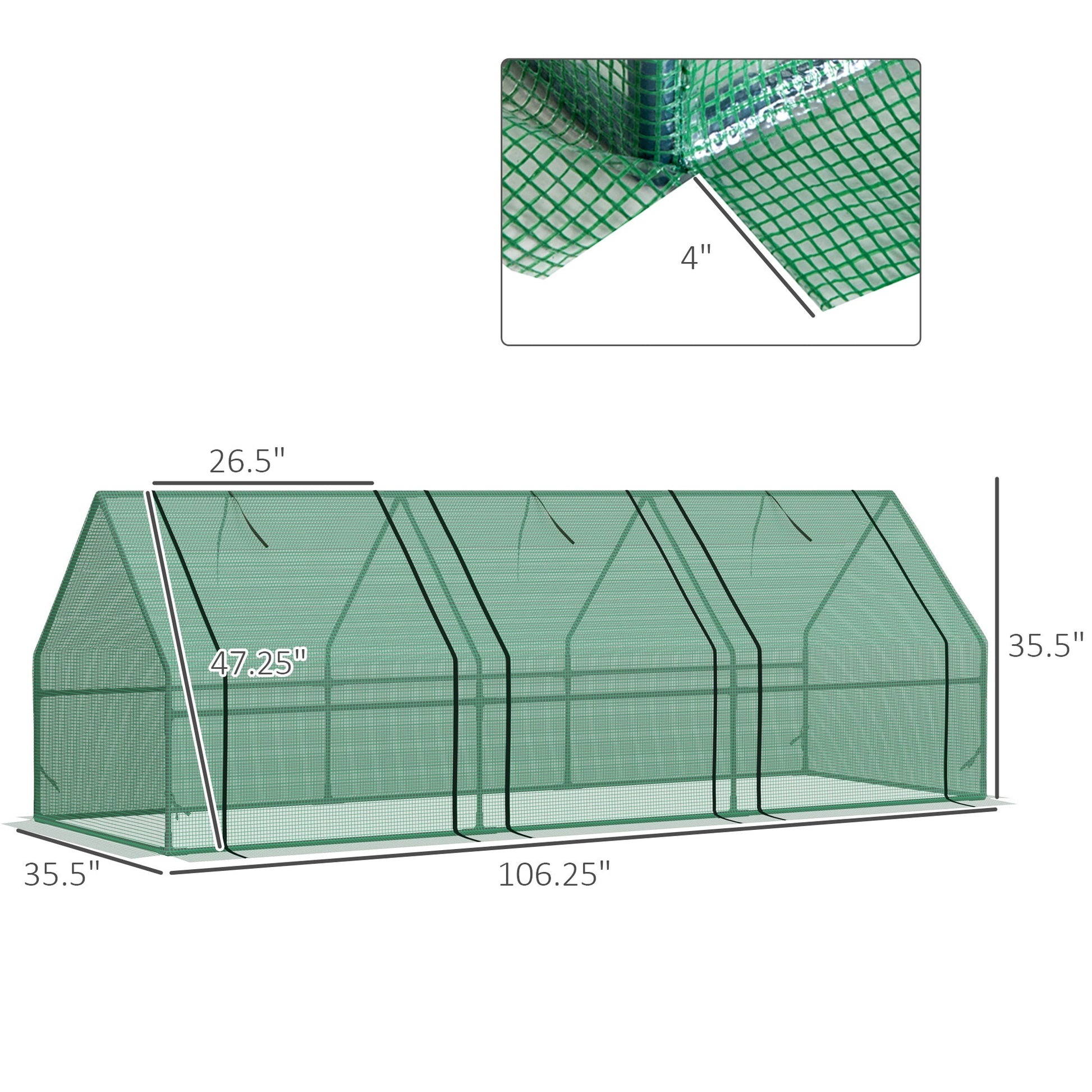 9' x 3' x 3' Portable Mini Greenhouse Tunnel Growing Tent Plants Flower Warm House w/ Zippered Roll-up Doors, PE Cover, Green Portable Greenhouses   at Gallery Canada