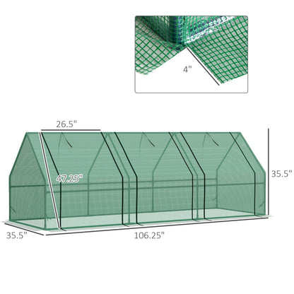 9' x 3' x 3' Portable Mini Greenhouse Tunnel Growing Tent Plants Flower Warm House w/ Zippered Roll-up Doors, PE Cover, Green Portable Greenhouses   at Gallery Canada