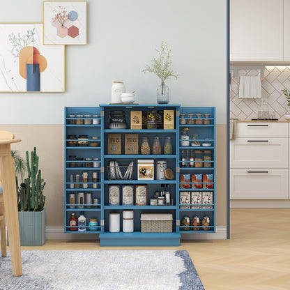 41" Storage Cabinet, 2-Door Kitchen Pantry Cabinet with 5-tier Shelving, 12 Spice Racks and Adjustable Shelves, Blue Kitchen Pantry Cabinets   at Gallery Canada