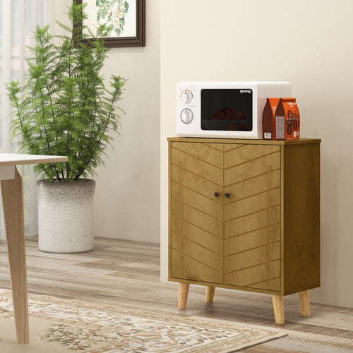 Storage Cabinet with Doors, Cupboard Organization with Shelf and Wood Legs, Storage Solution for Living Room, Bathroom