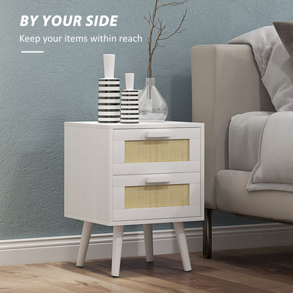 Soho Nightstands Set of 2, Bedside Tables with 2 Drawers for Living Room, Bedroom, White Bedside Tables   at Gallery Canada