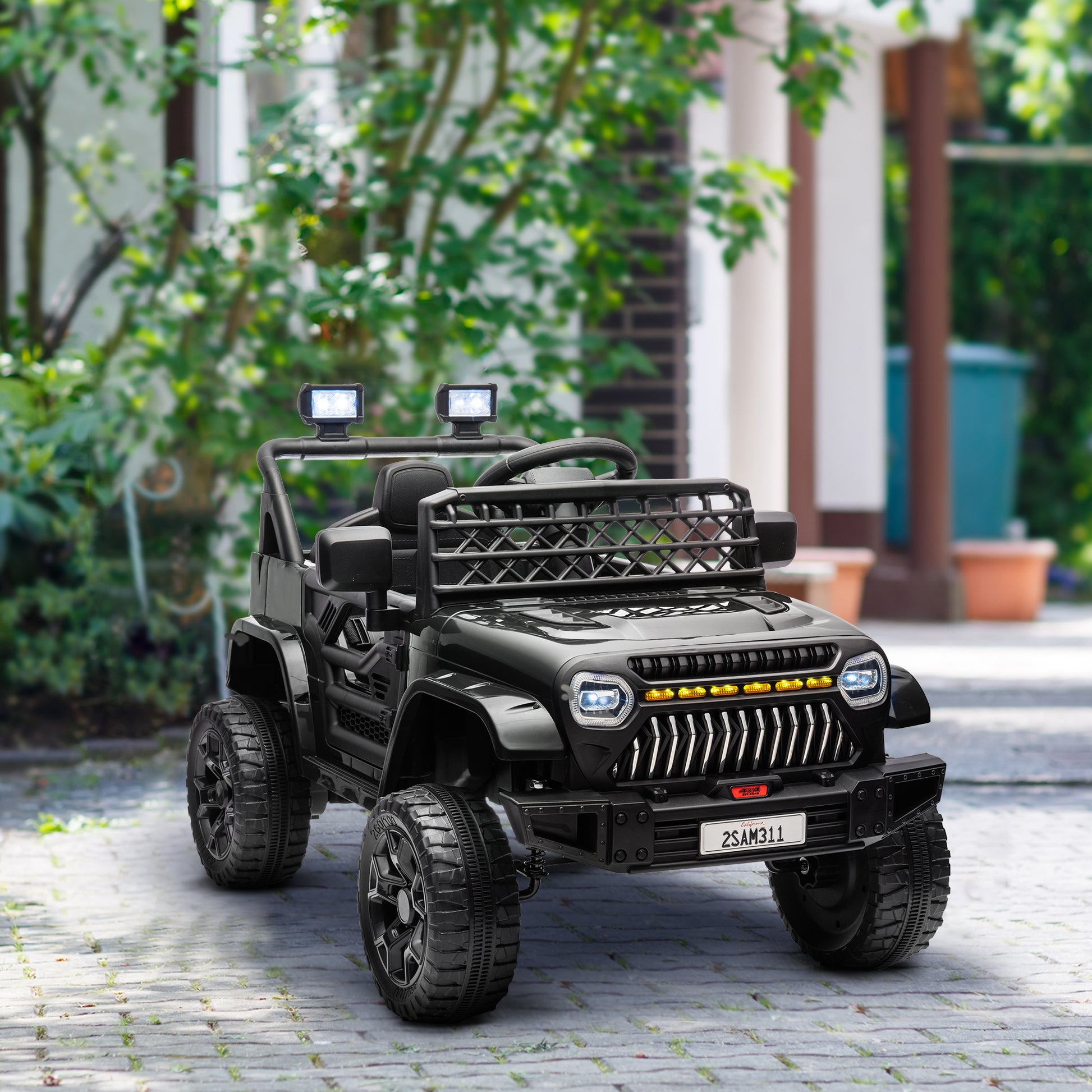 12V Ride on Truck, Electric Car for Kids with Remote Control, Suspension, 3 Speeds, USB Music Headlights, Black Electric Toy Cars   at Gallery Canada