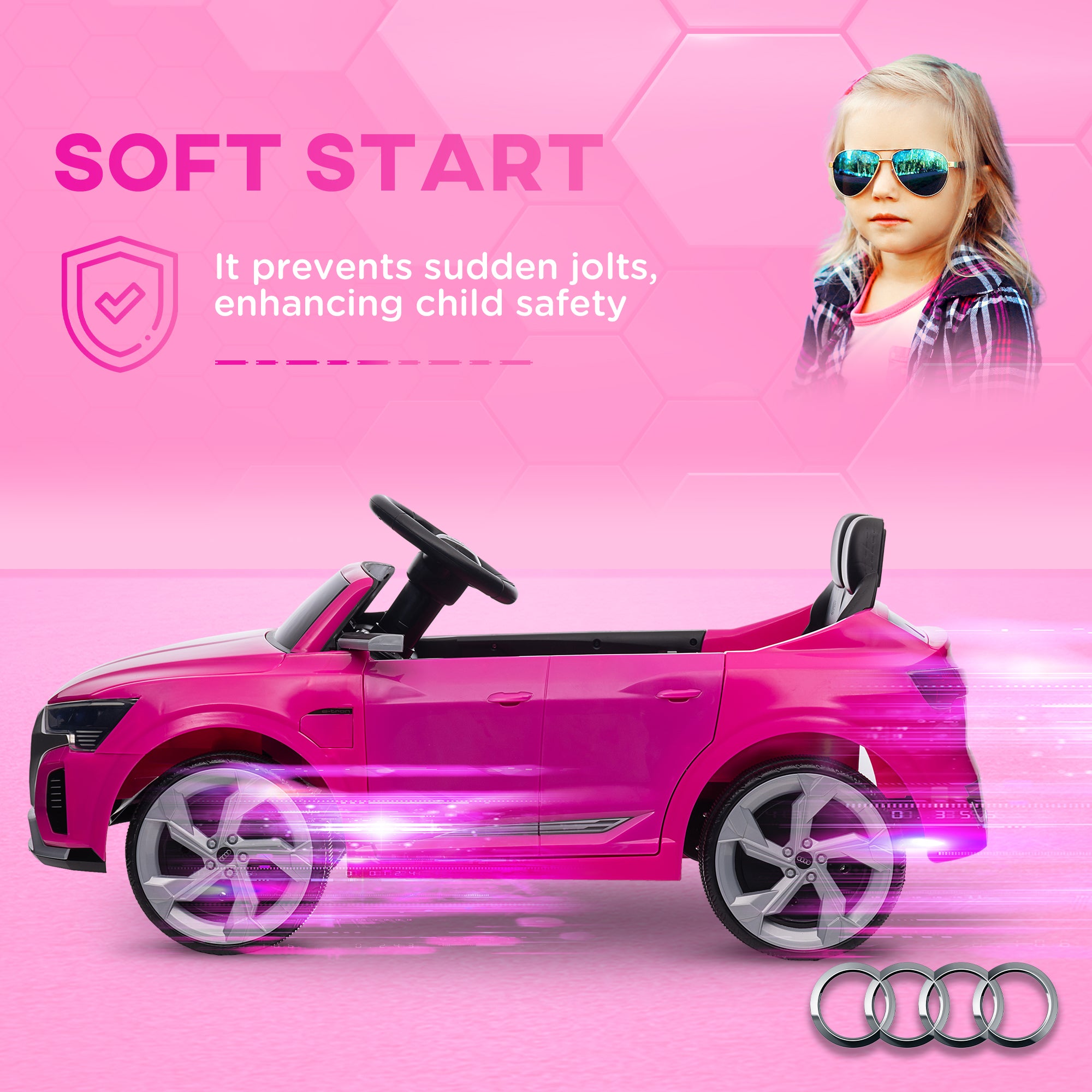 12V Battery Powered Kids Electric Car, Audi Q8 etron Sportback Licensed Ride on Car w/ Remote Control, Pink Electric Toy Cars   at Gallery Canada