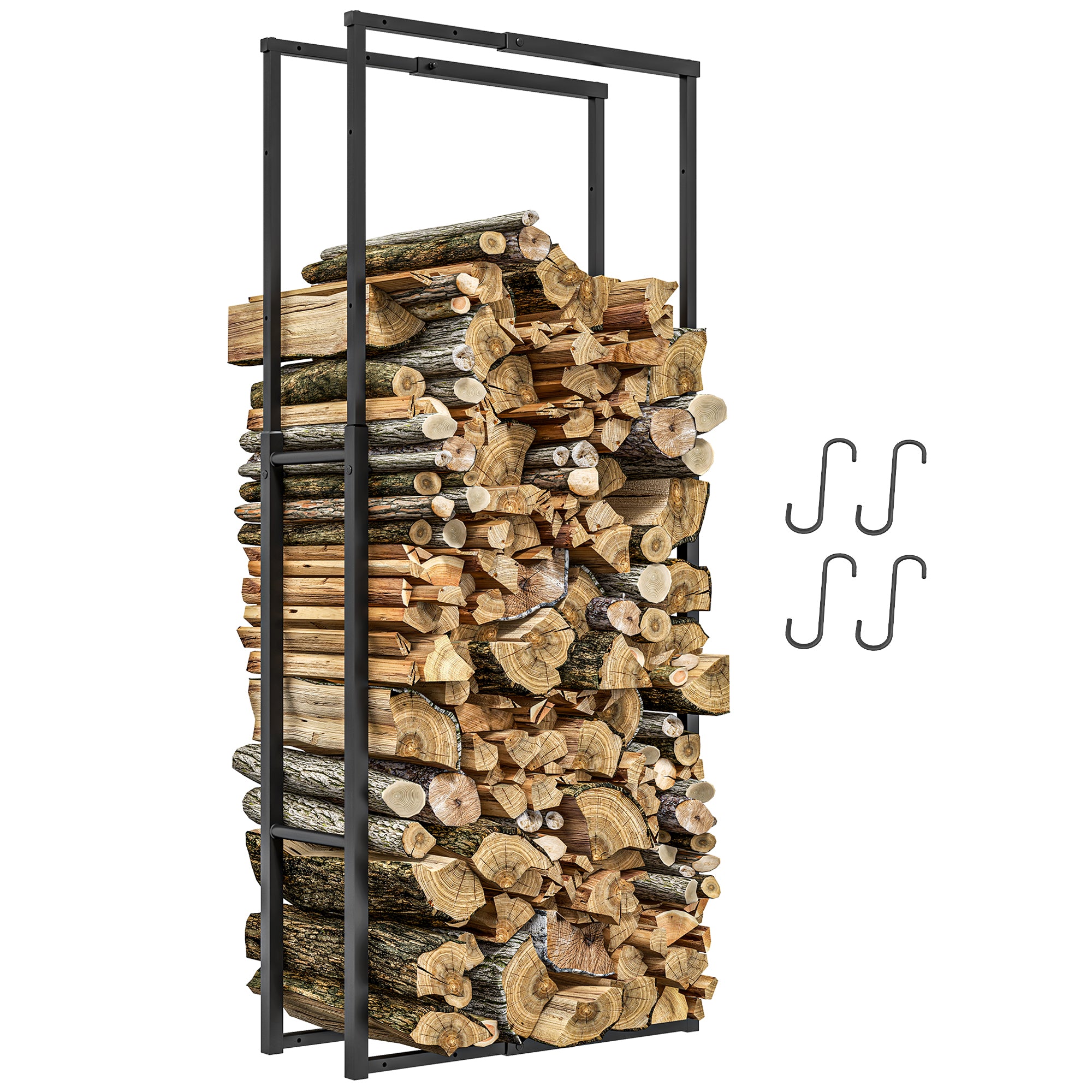 Adjustable Firewood Log Rack Heavy-Duty Steel Log Holder for Outdoor Indoor Use, 25.6