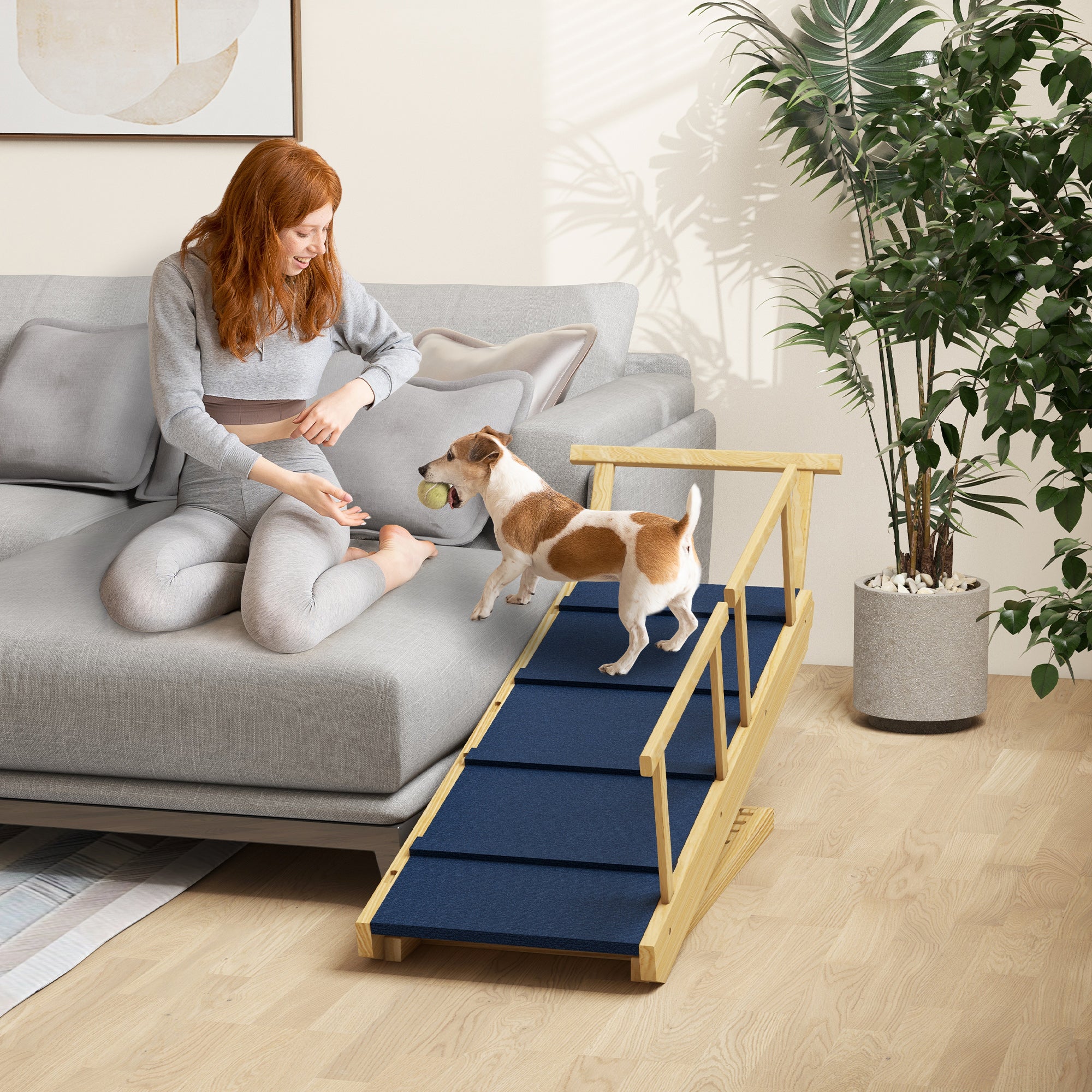 Adjustable Dog Stairs Foldable Dog Steps with Non-slip Mat for Small to Large Dogs for High Bed Sofa Couch Dog Stairs Multi Colour  at Gallery Canada