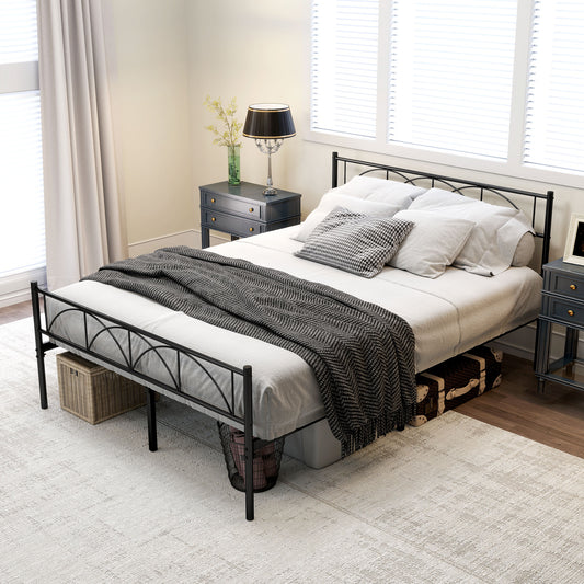 Metal Full Platform Bed Frame with Headboard, Steel Slat Support, Underbed Storage, No Box Spring Needed, Easy Assembly Bedroom Furniture   at Gallery Canada