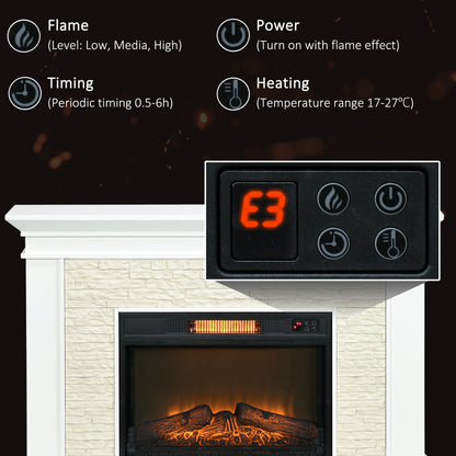 31.5" Electric Fireplace with Mantel, 1400W Freestanding Fireplace Heater with Remote Control, Overheat Protection, Timer, White Electric Fireplaces   at Gallery Canada