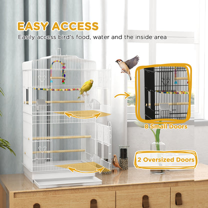 36" Bird Cage with Accessories, Handle, Mesh Cover, Tray, White Bird Cages   at Gallery Canada