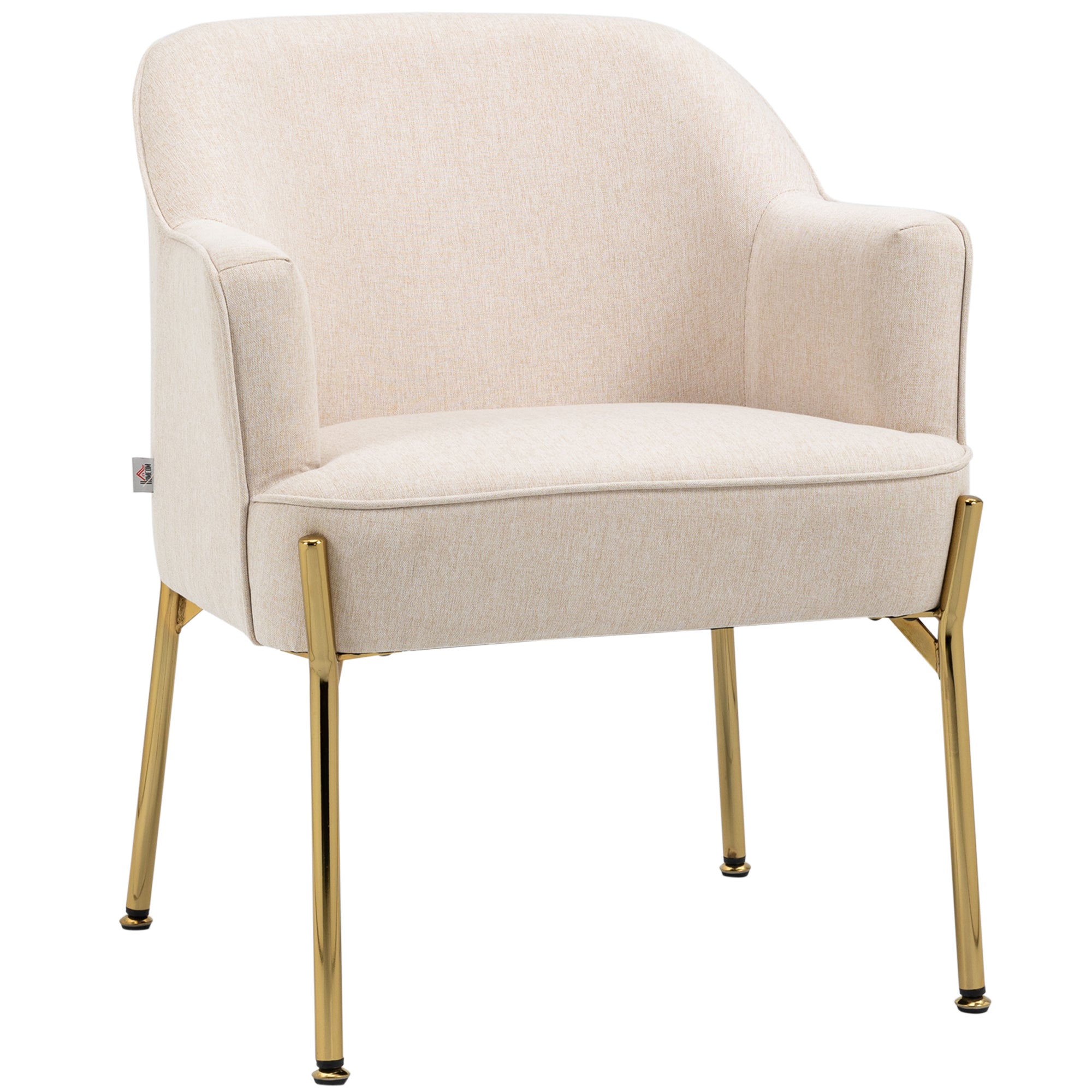 Fabric Armchair, Modern Accent Chair with Metal Legs for Living Room, Bedroom, Home Office, Cream White Accent Chairs Cream  at Gallery Canada