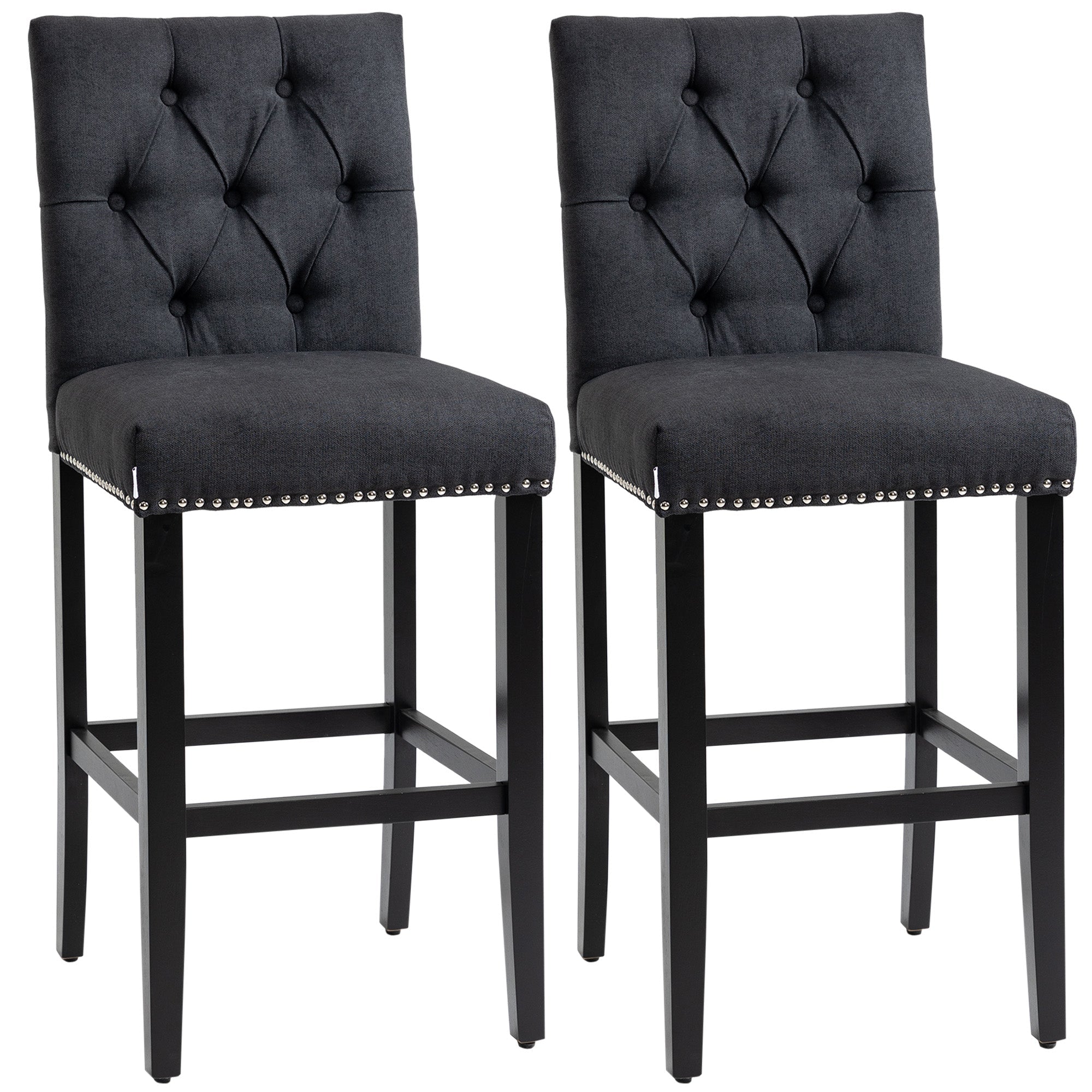 Fabric Bar Stool Set of 2, Tall 29.5