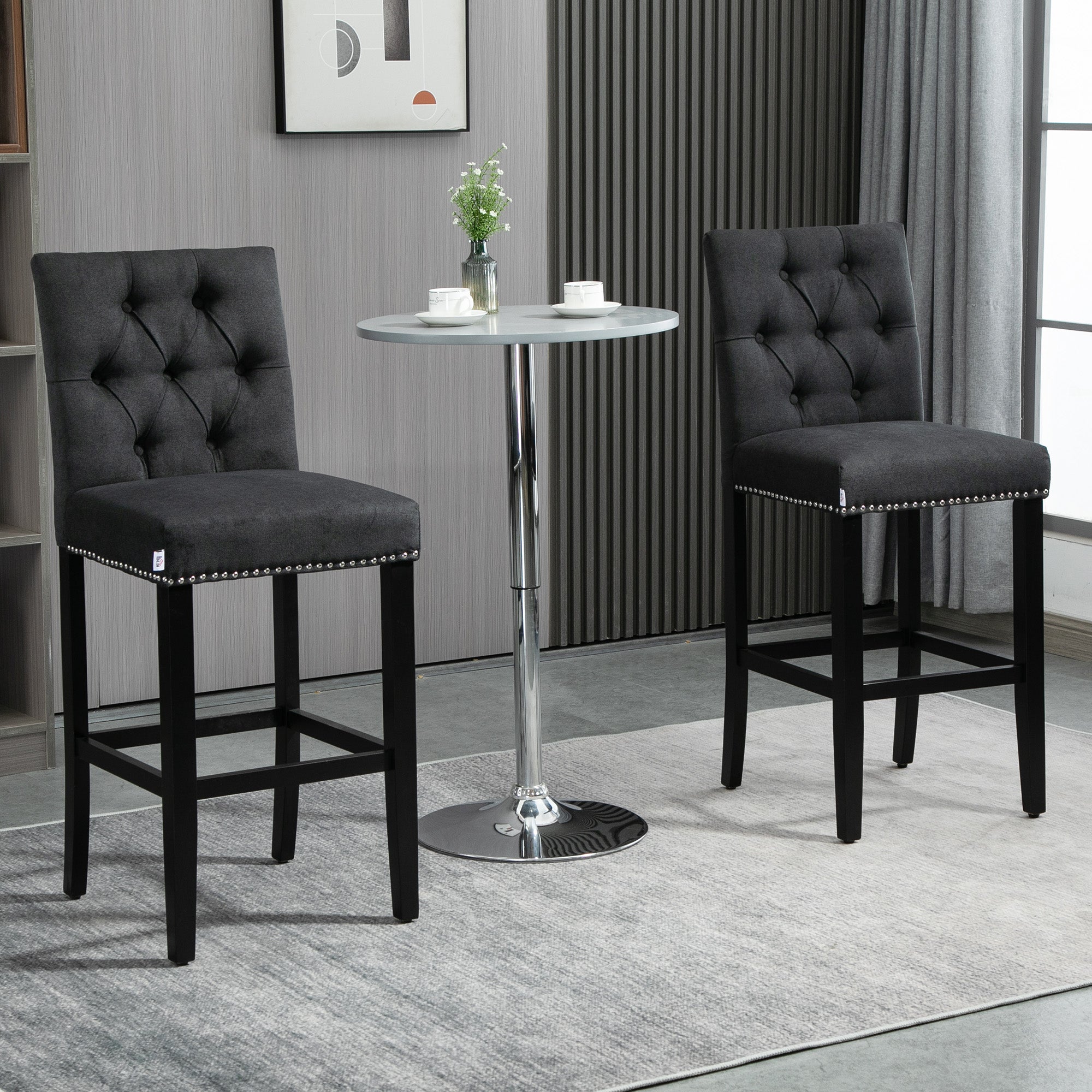 Fabric Bar Stool Set of 2, Tall 29.5