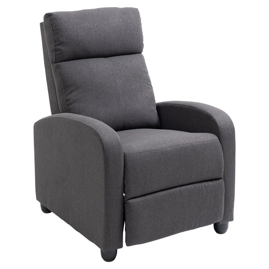 Fabric Recliner Chair Manual Home Theater Seating Single Reclining Sofa Chair with Padded Seat for Living Room, Dark Grey Single Sofas Dark Grey  at Gallery Canada