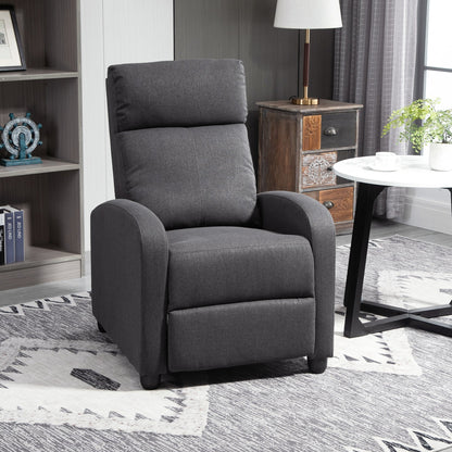 Fabric Recliner Chair Manual Home Theater Seating Single Reclining Sofa Chair with Padded Seat for Living Room, Dark Grey Single Sofas   at Gallery Canada